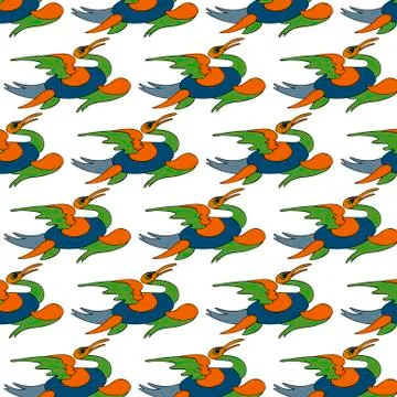Seamless pattern with bright spring colors feathers Illustrazione stock