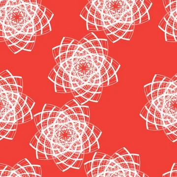 Seamless pattern with bright stars line art red background Stock Illustration