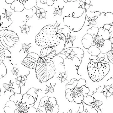 Seamless pattern of bright strawberry Stock Illustration