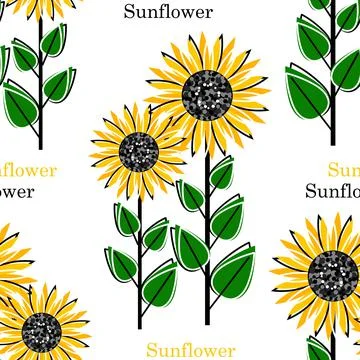 Seamless pattern with the bright sun flowers Stock Illustration