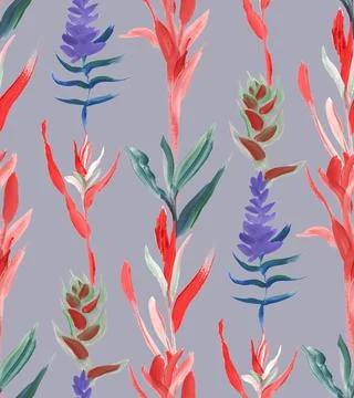 Seamless pattern with bright tropics in vertical colors on a light background Stock Illustration