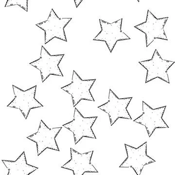 Seamless pattern brightness star sketch hand drawn Stock Illustration