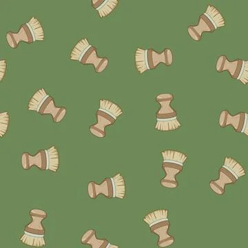 Seamless pattern bristles mushroom brush cartoon vector Stock Illustration