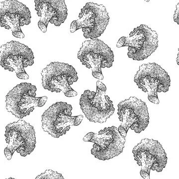 Seamless pattern broccoli fresh sketch hand drawn illustration Stock Illustration