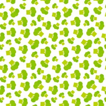 Seamless pattern with broccoli green cabbage, isolated on white background tr Stock Illustration