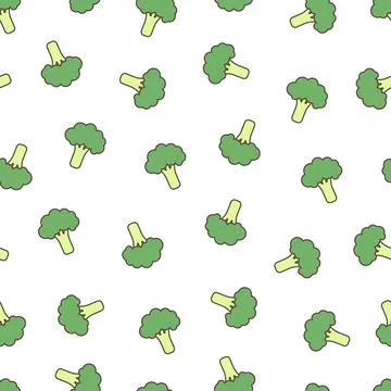 Seamless pattern with broccoli on a white background Stock Illustration