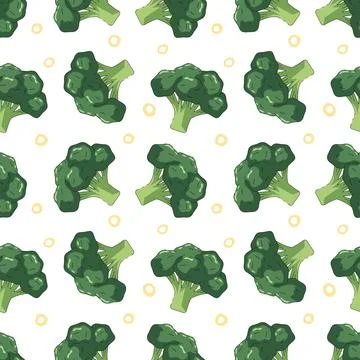 Seamless pattern with broccoli on white background 스톡 일러스트