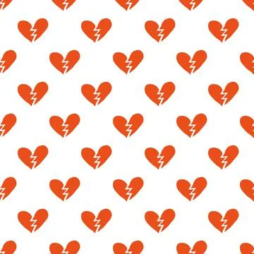 Seamless pattern with broken hearts. Stock Illustration
