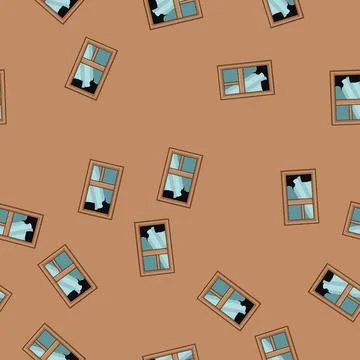Seamless pattern Broken wooden window glass pane damaged concept イラスト素材