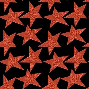 Seamless pattern with bronze stars on a black background. Stock Photos