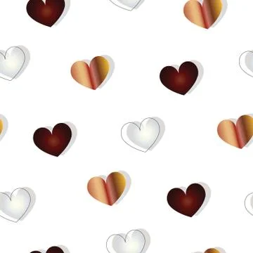 Seamless pattern with brown and grey hearts vector Stock Illustration