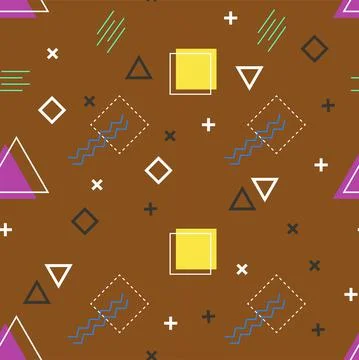 Seamless pattern on a brown background of geometric shapes Stock Illustration