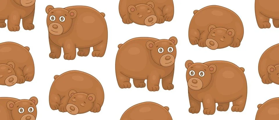 Seamless Pattern with Brown Bears Stock Illustration