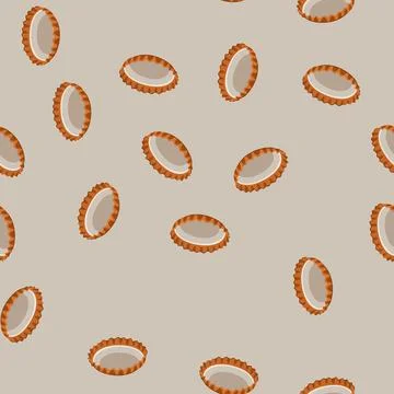 Seamless pattern brown beer bottle cap isolated on white Stock Illustration