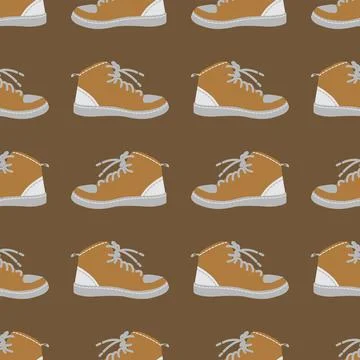 Seamless pattern brown boots. Vector illustration for print. Stock Illustration