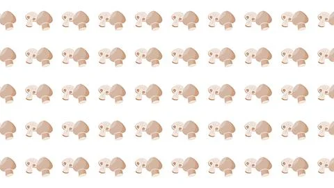 Seamless pattern of brown button mushrooms and slices on a white background 스톡 일러스트