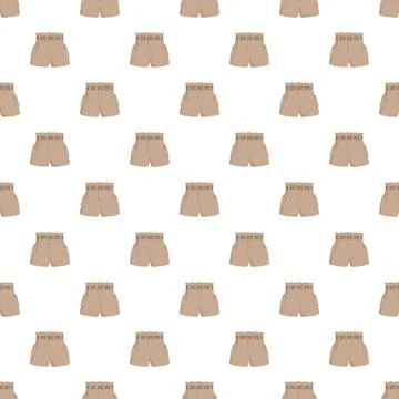 Seamless pattern brown cargo shorts clothing textile Stock Illustration