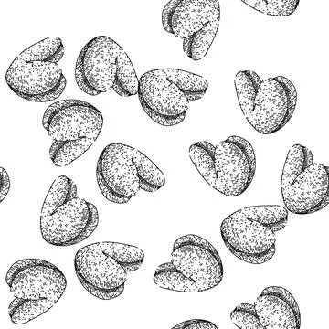 Seamless pattern brown cashew nut sketch hand drawn Stock Illustration