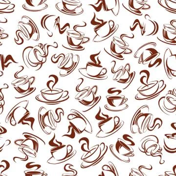 Seamless pattern with brown coffee cups Illustrazione stock