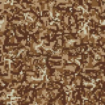 Seamless pattern brown digital pixel camouflage grunge Stock Illustration