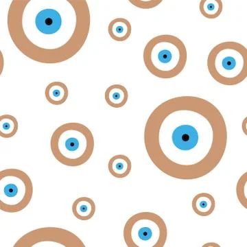 Seamless pattern with brown evil eye vector Stock Illustration