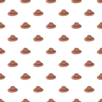 Seamless pattern with brown fedora hats repeating background Stock Illustration