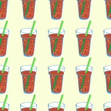 Seamless pattern with brown fizzy lemonade Stock Illustration