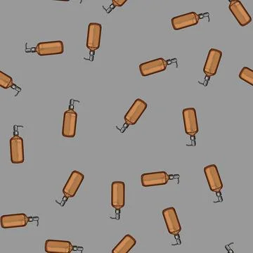 Seamless pattern Brown glass dispenser bottle with pump mechanism Stock Illustration