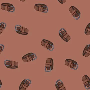 Seamless pattern brown leather belt cartoon vector sign color Stock Illustration