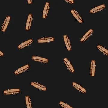 Seamless pattern Brown leather dog collar pet accessory Stock Illustration