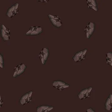 Seamless pattern brown man shoes cartoon vector Stock Illustration