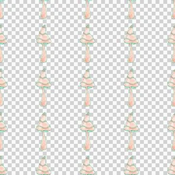 Seamless pattern of brown mushrooms isolated on white, hand drawn with pen Illustrazione stock