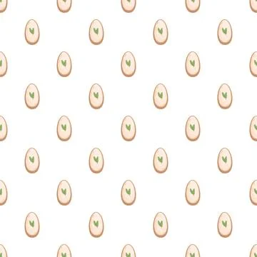 Seamless pattern with brown oval shapes and green hearts Stock Illustration
