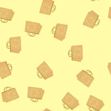 Seamless pattern brown paper bag cartoon vector Illustrazione stock