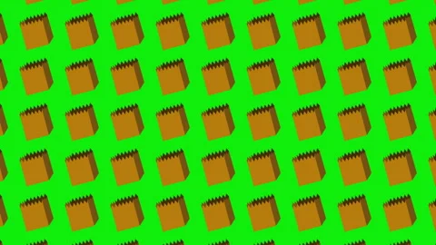 Seamless pattern with brown paper bags on green background Stock Footage 307624691