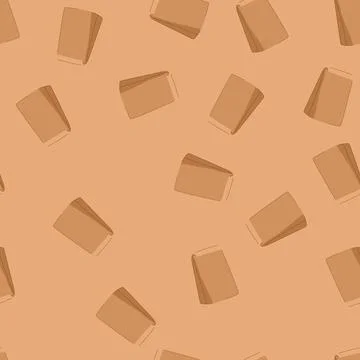 Seamless pattern brown paper lunch bag cartoon vector Stock Illustration