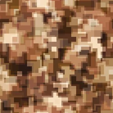 Seamless pattern brown pixel digital camouflage desert sand background Stock Illustration