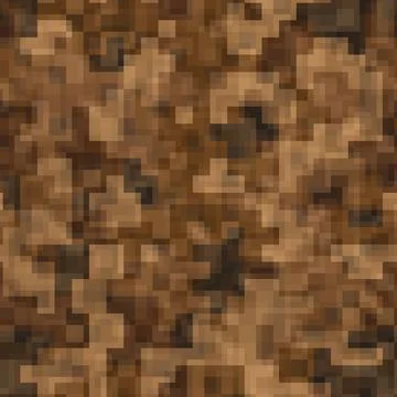 Seamless pattern brown pixel digital camouflage desert sand background Stock Illustration