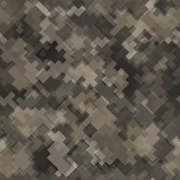 Seamless pattern brown pixel digital camouflage desert sand background Stockillustratie