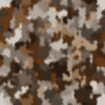 Seamless pattern brown pixel digital camouflage desert sand background Stockillustratie