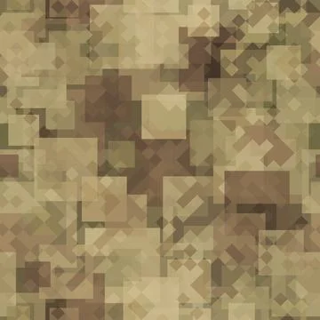 Seamless pattern brown pixel digital camouflage desert sand background Stock Illustration