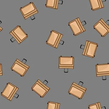 Seamless pattern Brown rolling travel bag for journey and trip Stock Illustration