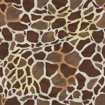 Seamless pattern with brown spots simulating giraffe skin Stock Illustration
