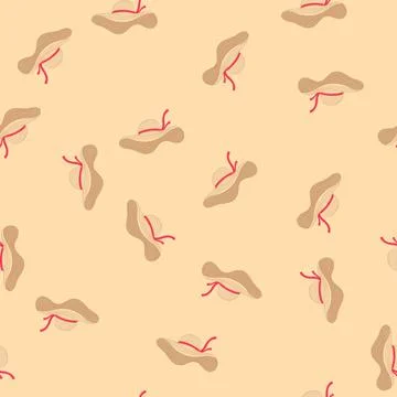 Seamless pattern brown straw hat cartoon vector Stock Illustration