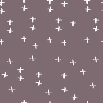 Seamless pattern brown white cross lines chalk grid design, abstract simple s Stock Illustration