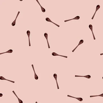 Seamless pattern brown wooden spoon cartoon vector Illustration