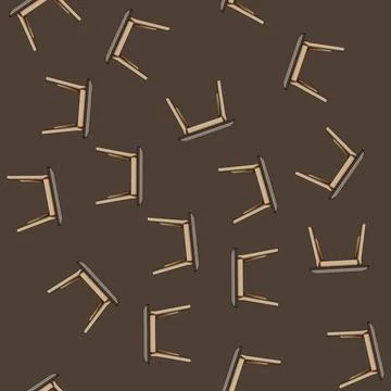 Seamless pattern brown wooden table cartoon vector Stock Illustration