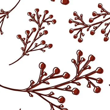 Seamless pattern brunch with berries red, burgundy. Botanical Vector illustra Stock Illustration