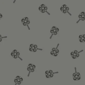 Seamless pattern brunch mini pancake pan cartoon vector Stock Illustration