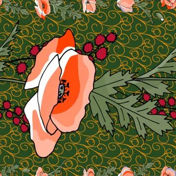 Seamless pattern brush. Bunch of field flowers. Vintage style. Vector isolate 스톡 일러스트